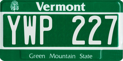 VT license plate YWP227