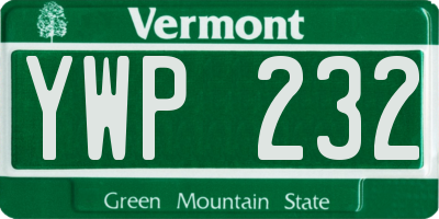 VT license plate YWP232