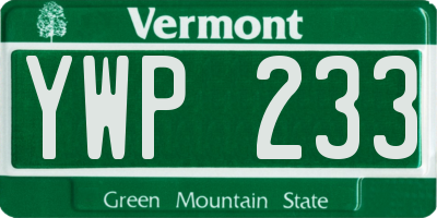 VT license plate YWP233