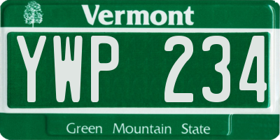 VT license plate YWP234