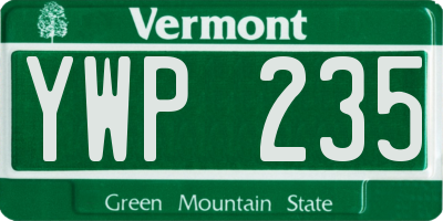 VT license plate YWP235