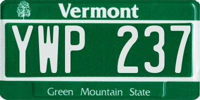 VT license plate YWP237
