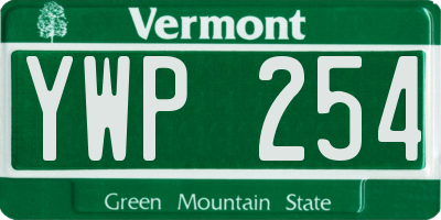 VT license plate YWP254