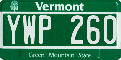 VT license plate YWP260