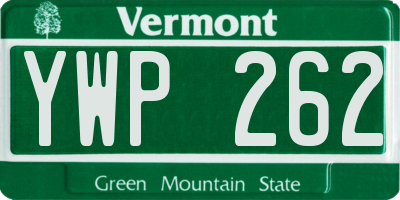 VT license plate YWP262