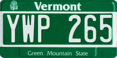 VT license plate YWP265