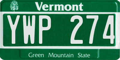 VT license plate YWP274