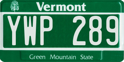 VT license plate YWP289