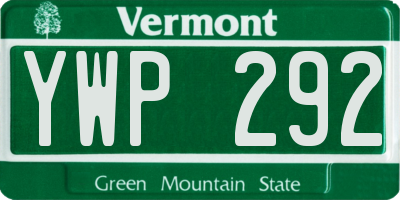 VT license plate YWP292