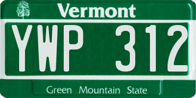 VT license plate YWP312