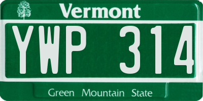 VT license plate YWP314