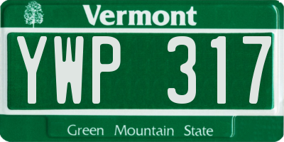 VT license plate YWP317