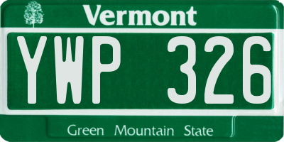 VT license plate YWP326