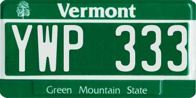 VT license plate YWP333