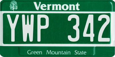 VT license plate YWP342