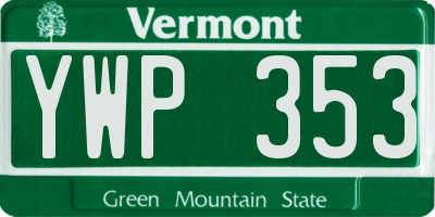 VT license plate YWP353