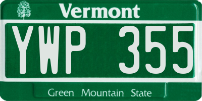 VT license plate YWP355