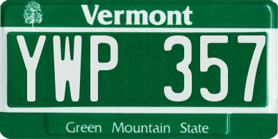 VT license plate YWP357