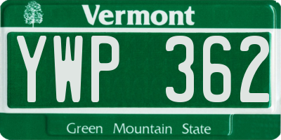 VT license plate YWP362