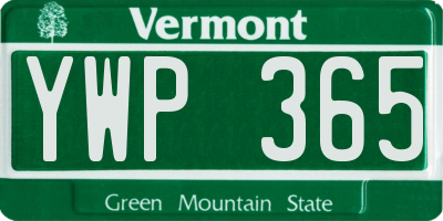VT license plate YWP365