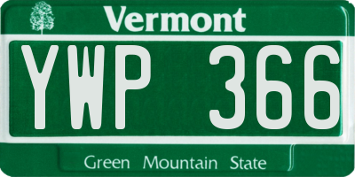 VT license plate YWP366