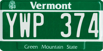 VT license plate YWP374