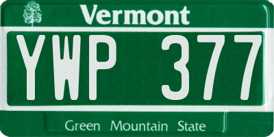 VT license plate YWP377
