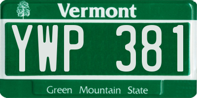 VT license plate YWP381