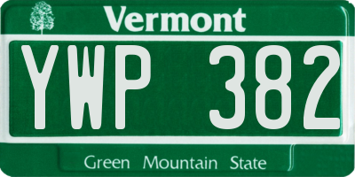 VT license plate YWP382