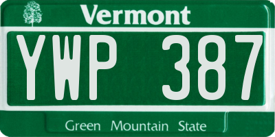 VT license plate YWP387