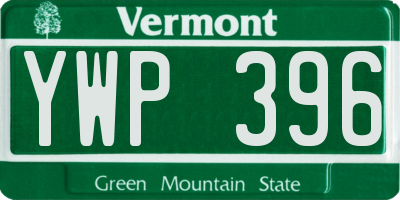VT license plate YWP396
