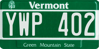 VT license plate YWP402