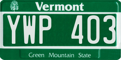 VT license plate YWP403