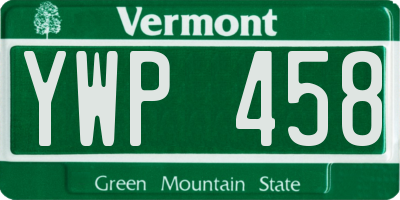 VT license plate YWP458