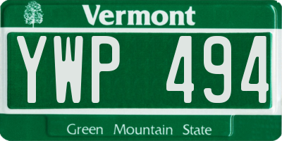 VT license plate YWP494