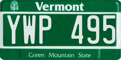 VT license plate YWP495