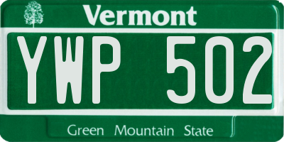 VT license plate YWP502