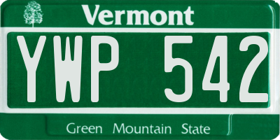 VT license plate YWP542