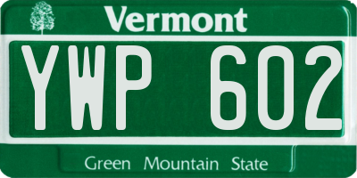 VT license plate YWP602