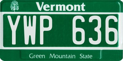 VT license plate YWP636