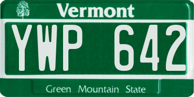 VT license plate YWP642