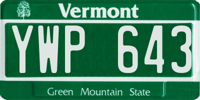 VT license plate YWP643