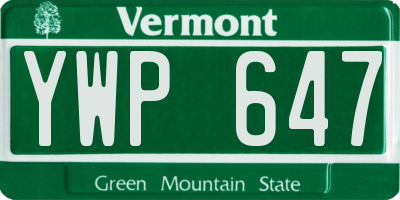 VT license plate YWP647
