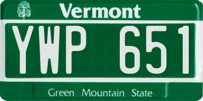 VT license plate YWP651