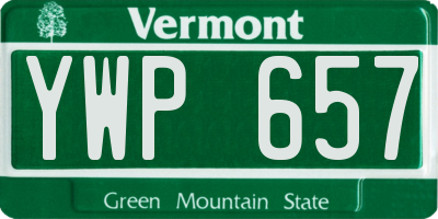 VT license plate YWP657