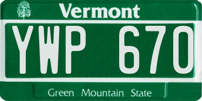 VT license plate YWP670