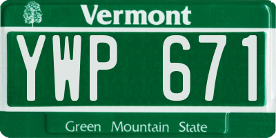 VT license plate YWP671