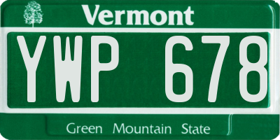 VT license plate YWP678