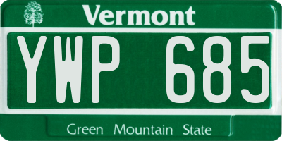 VT license plate YWP685