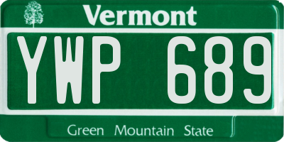 VT license plate YWP689